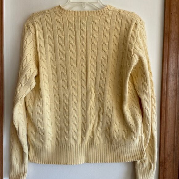 RALPH LAUREN POLO SPORT Vintage Cotton Cable Knit Yellow Sweater M - Picture 13 of 17